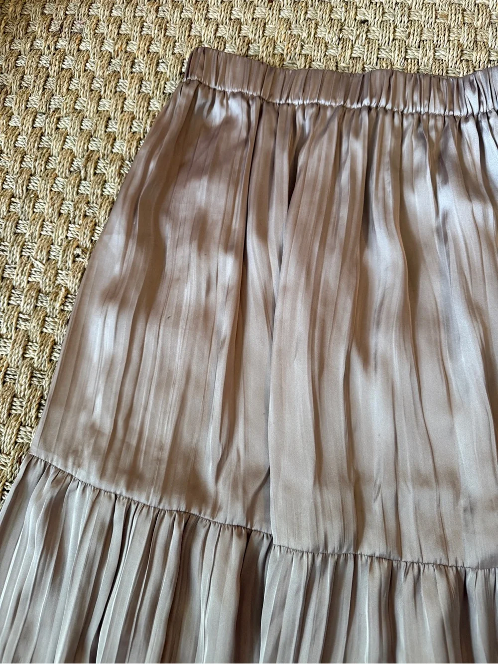 Philosophy Pleated Maxi Skirt in Taupe Beige